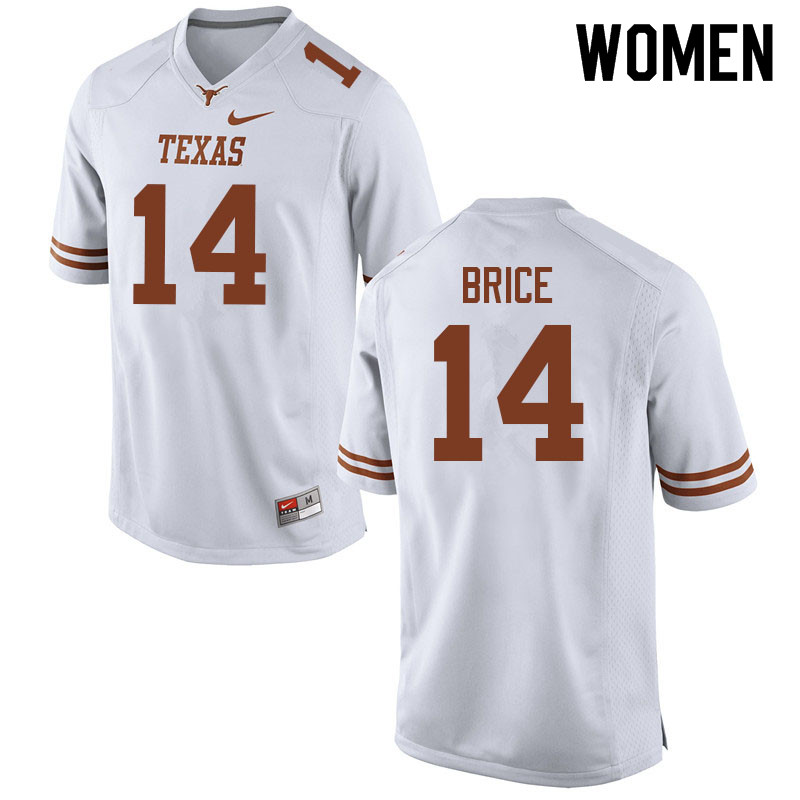 Women #14 X'Avion Brice Texas Longhorns College Football Jerseys Sale-White